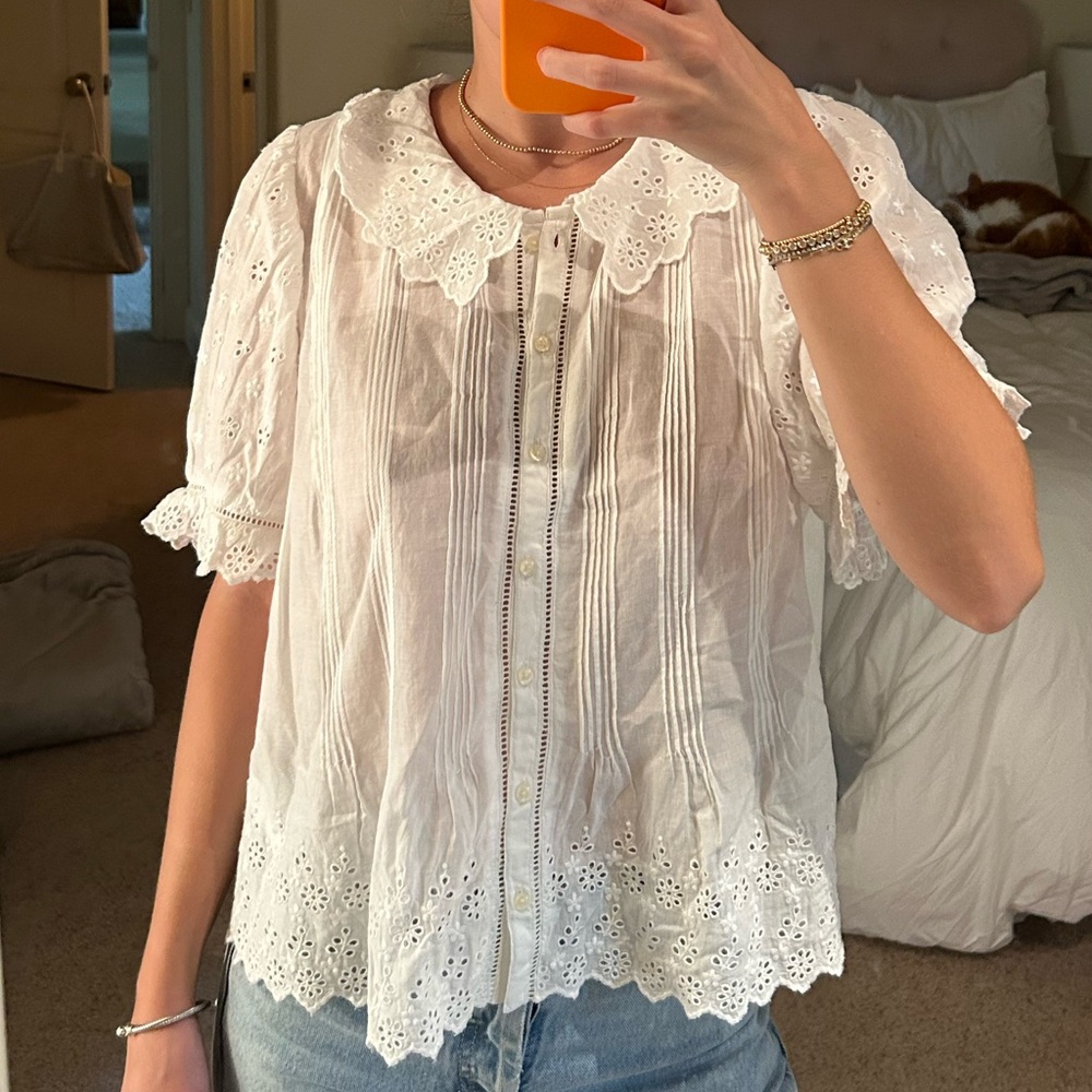 Doen x Gap white eyelet top